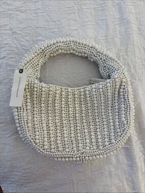Anthropologie Maeve Beaded Hobo Bag in Ivory - flawed